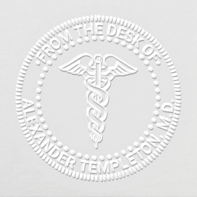 Medical Doctor Caduceus #2 “From the desk of” Embosser (Design)