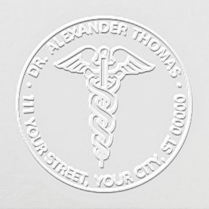 Medical Doctor Caduceus #2 Name Address Embosser