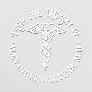 Medical Doctor Caduceus #2B “From the library of” Embosser