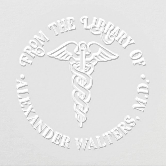 Medical Doctor Caduceus #2B “From the library of” Embosser (Design)