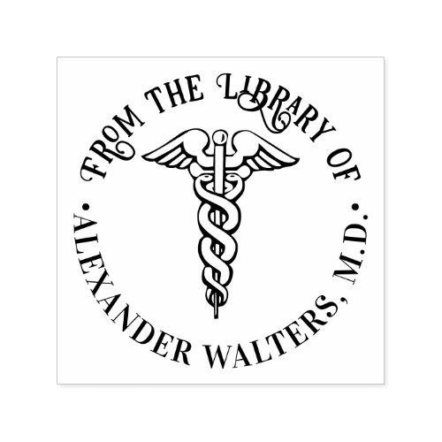 Medical Doctor Caduceus 2B âœFrom the library ofâ Self_inking Stamp