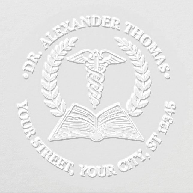 Medical Doctor Caduceus 2LR Book Name Address Embosser (Design)
