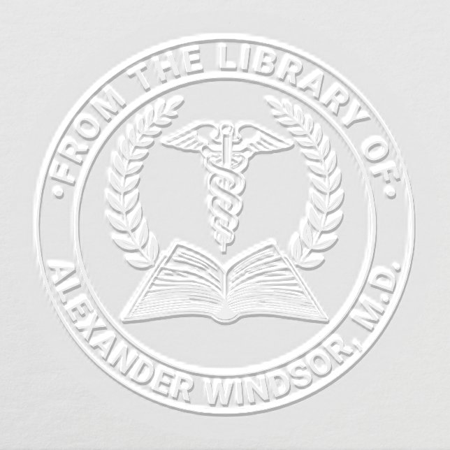 Medical Doctor Caduceus 2LR Book Name Address Embosser (Design)