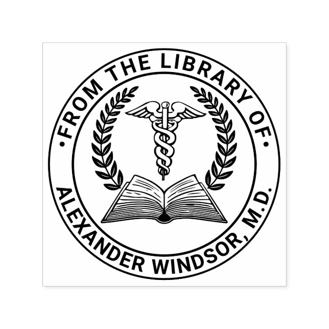 Medical Doctor Caduceus 2LR Book Name Address Self-inking Stamp (Design)