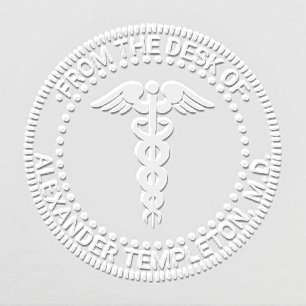 Medical Doctor Caduceus “From the desk of” Embosser