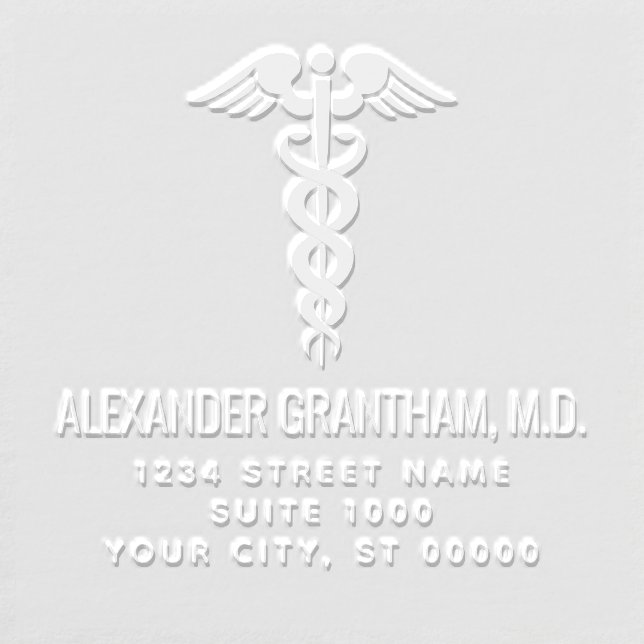 Medical Doctor Caduceus Name Address #4 Embosser (Design)