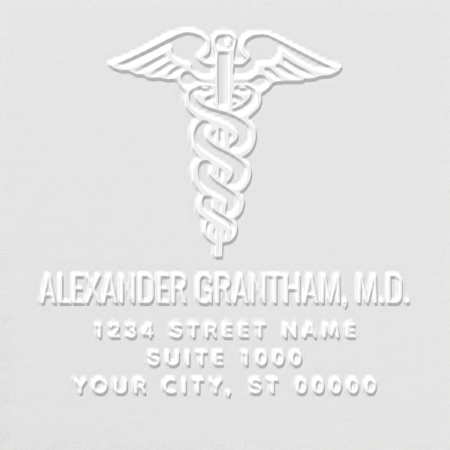 Medical Doctor Caduceus Name Address #5 Embosser (Design)