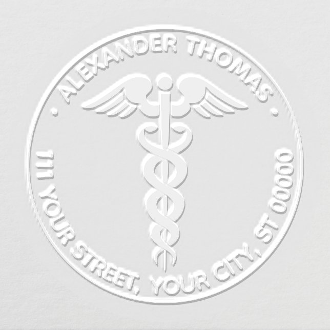 Medical Doctor Caduceus Name Address Embosser (Design)