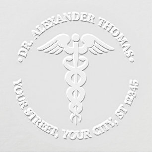 Medical Doctor Caduceus NF Name Address Embosser