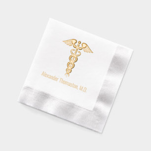 Medical Doctor Caduceus Professional Name Foil Napkins