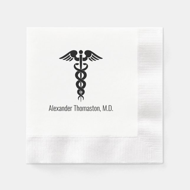 Medical Doctor Caduceus Professional Name Napkins (Front)