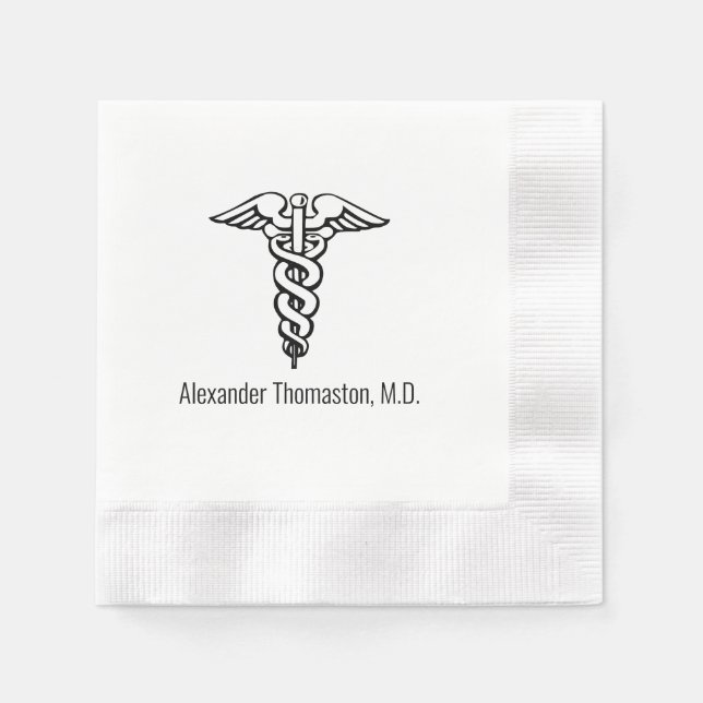 Medical Doctor Caduceus Professional Name Napkins (Front)