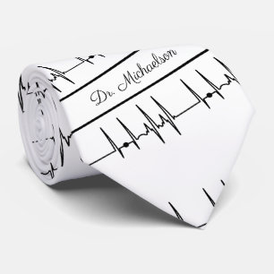 Medical Doctor Cardiologist Cardiogram ECG Name Neck Tie