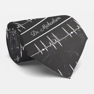 Medical Doctor Cardiologist Cardiogram Name Neck Tie