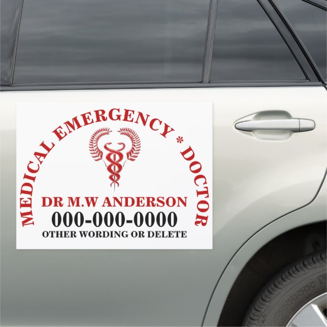 Medical doctor emergency warning caduceus on call car magnet (In Situ)
