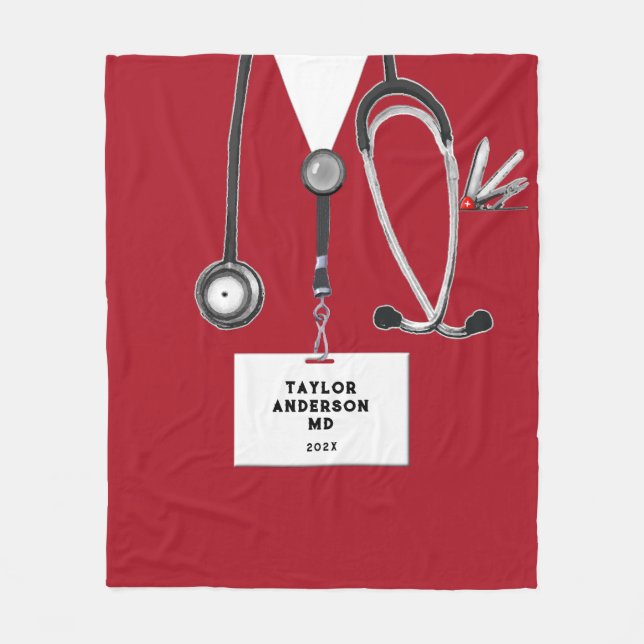 Medical Doctor Graduation Gift Fleece Blanket (Front)