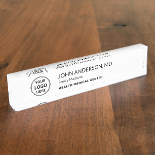 Medical Doctor Health Professional Custom Logo Desk Name Plate