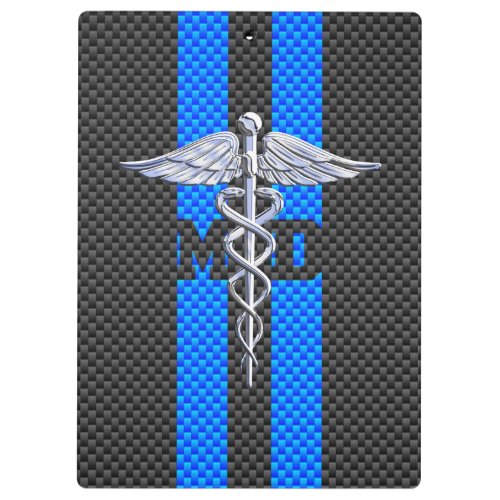 Medical Doctor MD Caduceus on Carbon Fiber Decor Clipboard