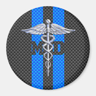 Medical Doctor MD Caduceus on Carbon Fiber Decor Magnet