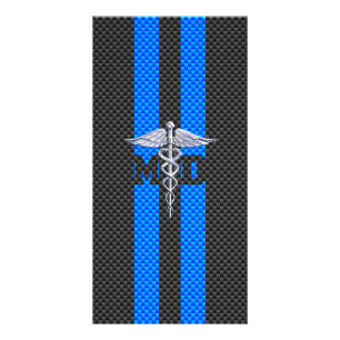 Medical Doctor MD Caduceus on Carbon Fiber Print Card