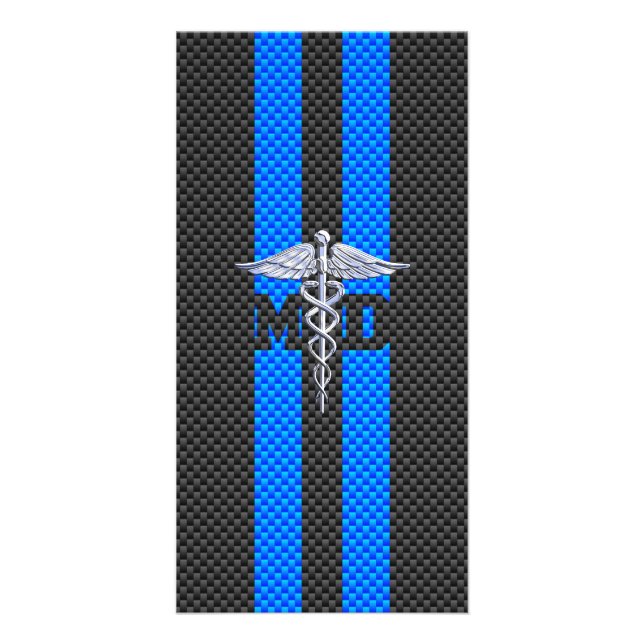 Medical Doctor MD Caduceus on Carbon Fiber Print Card (Front)