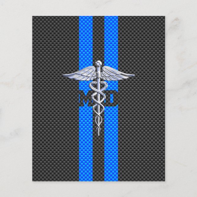 Medical Doctor MD Caduceus on Carbon Fiber Print Flyer (Front)