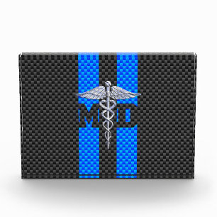 Medical Doctor MD Caduceus on Carbon Fiber Style Award