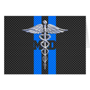 Medical Doctor MD Caduceus on Carbon Fiber Style Cards