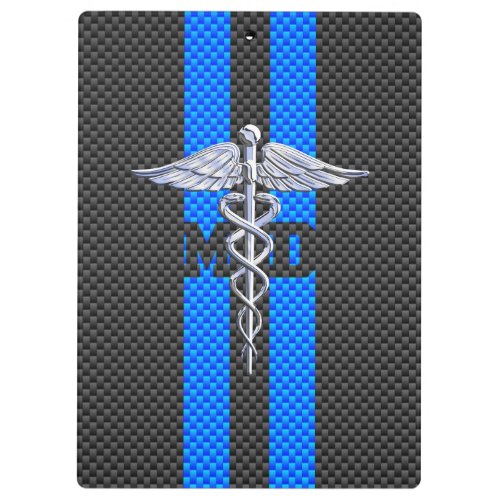 Medical Doctor MD Caduceus on Carbon Fiber Style Clipboard