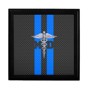 Medical Doctor MD Caduceus on Carbon Fiber Style Gift Box