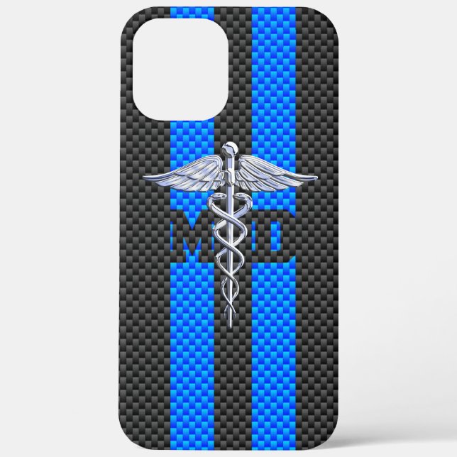 Medical Doctor MD Caduceus on Vibrant Stripes Case-Mate iPhone Case (Back)