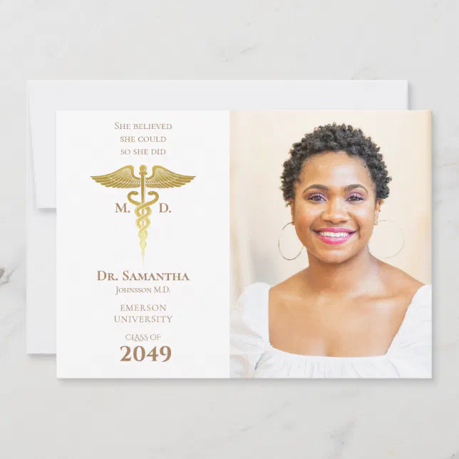 Medical Doctor MD RN Nurse Graduation Grad Photo Invitation | Zazzle