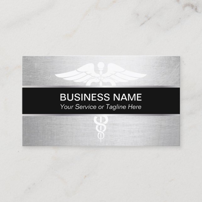 Medical Doctor Modern Silver Business Card (Front)