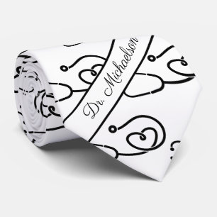 Medical Doctor Name Stethoscope Pattern Physician Neck Tie