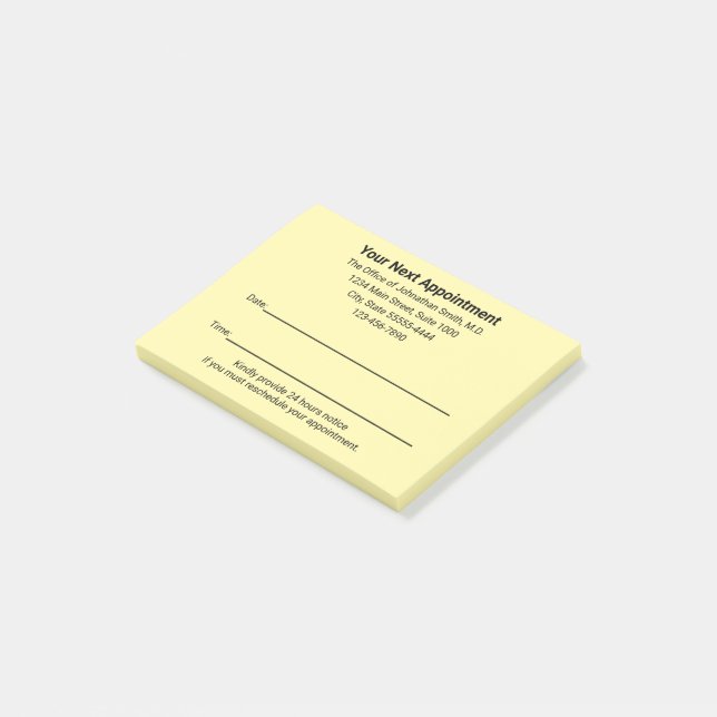 Medical Doctor Next Appointment Reminder Cream Post-it Notes (Angled)