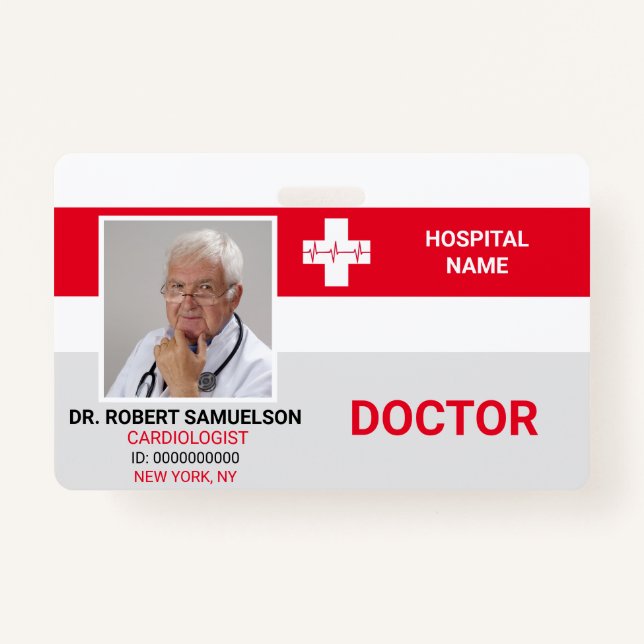 MEDICAL DOCTOR NURSE Emergency Health PHOTO ID Badge (Front)