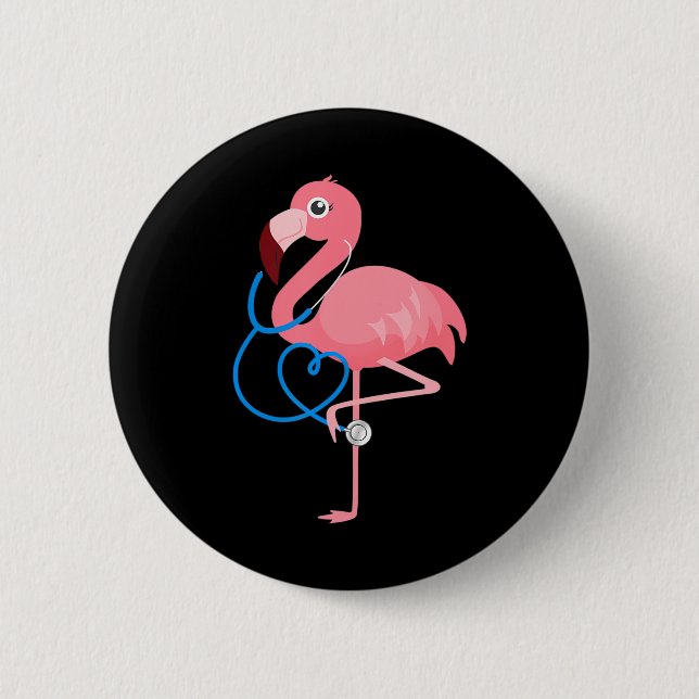 Medical Doctor Nurse Pediatrics Flamingo Button (Front)