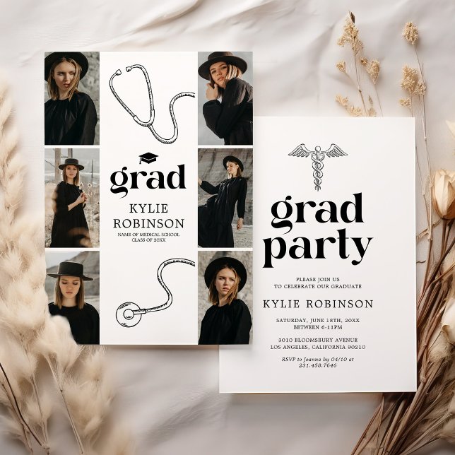 Medical Doctor Nurse Photo Graduation Party Invitation (Creator Uploaded)