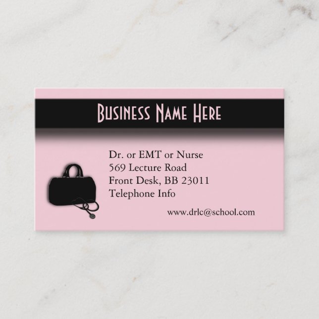 Medical  Doctor Nurse Pink Business Card (Front)