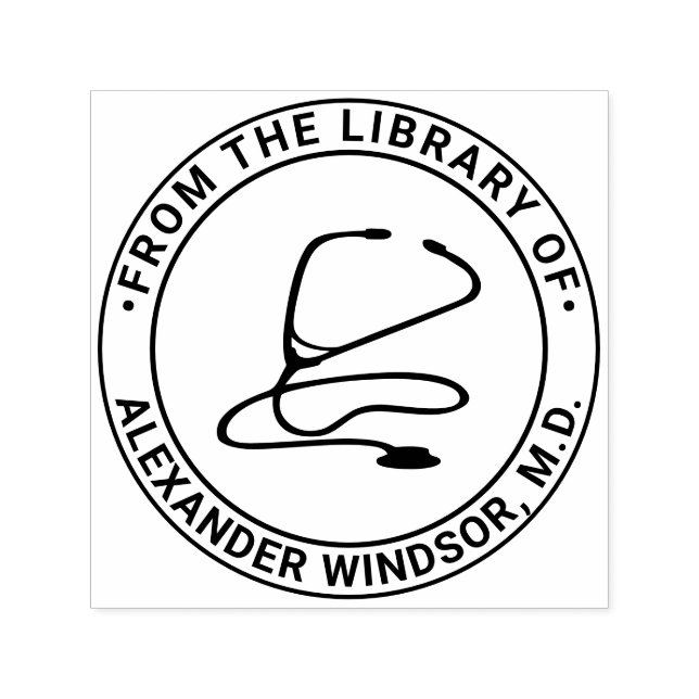 Medical Doctor Nurse Stethoscope Book Name Self-inking Stamp (Design)