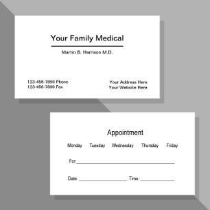 Medical Doctor Office Appointment Combination Business Card