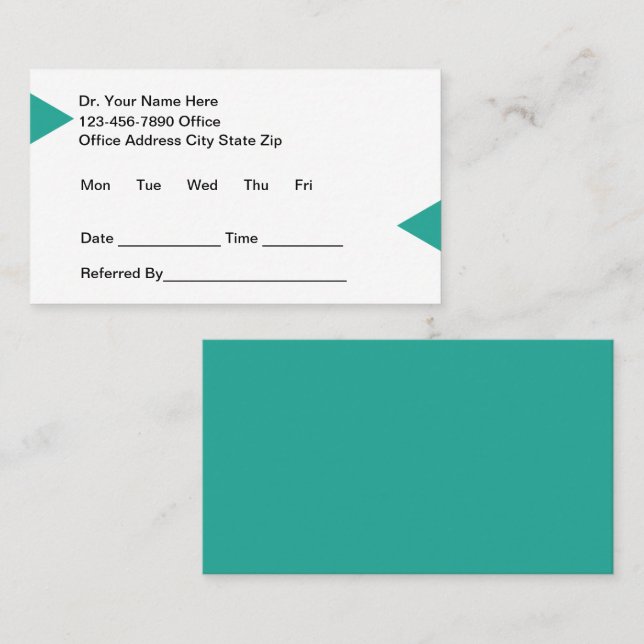 Medical Doctor Office Modern Appointment Cards (Front/Back)
