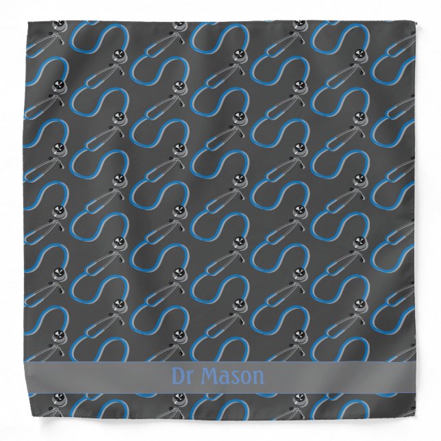 Medical Doctor on Call Blue Stethoscopes Print Bandana (Front)