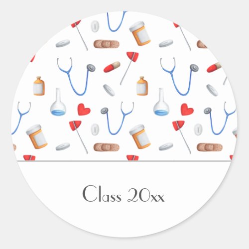 Medical Doctor or Nurse Graduation Class Classic Round Sticker