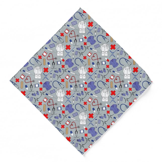 Medical Doctor or Nurse Patterned Bandana (Front)