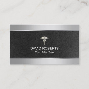Medical Doctor Professional Metal & Leather Business Card