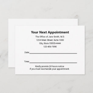 Medical Doctor Your Appointment Reminder White Note Card
