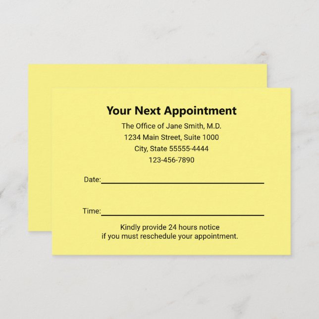 Medical Doctor Your Next Appointment Reminder Note Card (Front/Back)