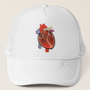 MEDICAL DRAWING OF ANATOMICAL HEART TRUCKER HAT