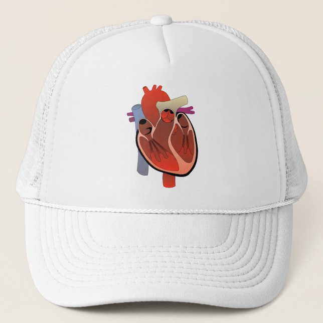 MEDICAL DRAWING OF ANATOMICAL HEART TRUCKER HAT (Front)